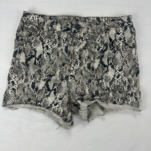 KUT From‎ The Kloth Gidget High Rise Snakeskin Print Frayed Hem Shorts 10
